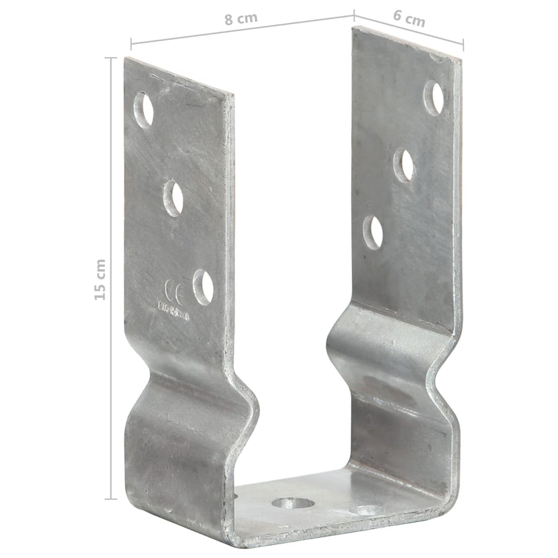 Pfostenträger 6 Stk. Silbern 8×6×15 cm Verzinkter Stahl