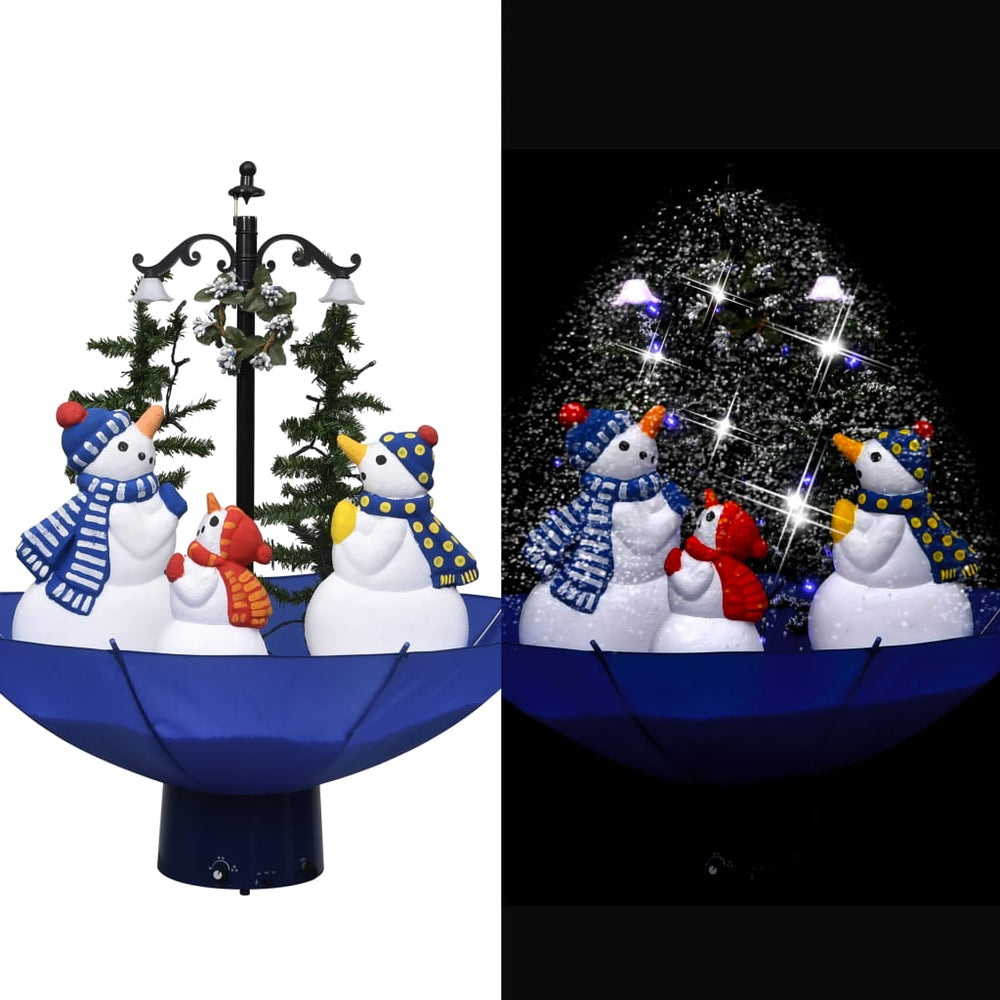 Weihnachtsbaum mit Schnee und Schirm-Fuß Blau 75 cm PVC