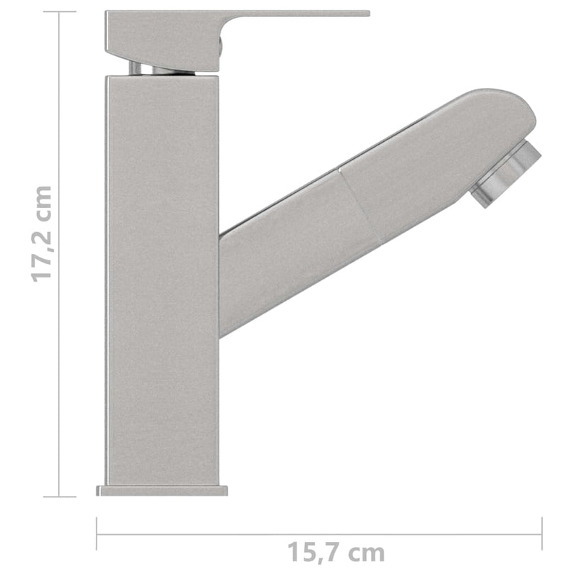 Waschbeckenarmatur mit Herausziehbarer Brause Silbern 157x172 mm