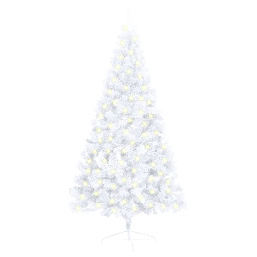 Künstlicher Halb-Weihnachtsbaum Beleuchtung Ständer Weiß 150 cm