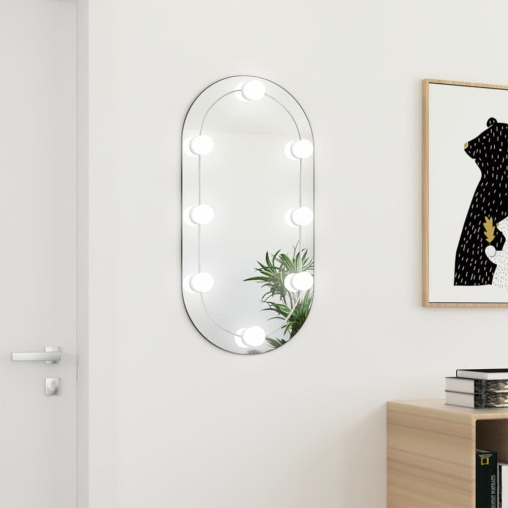 Spiegel mit LED-Leuchten 80x40 cm Glas Oval