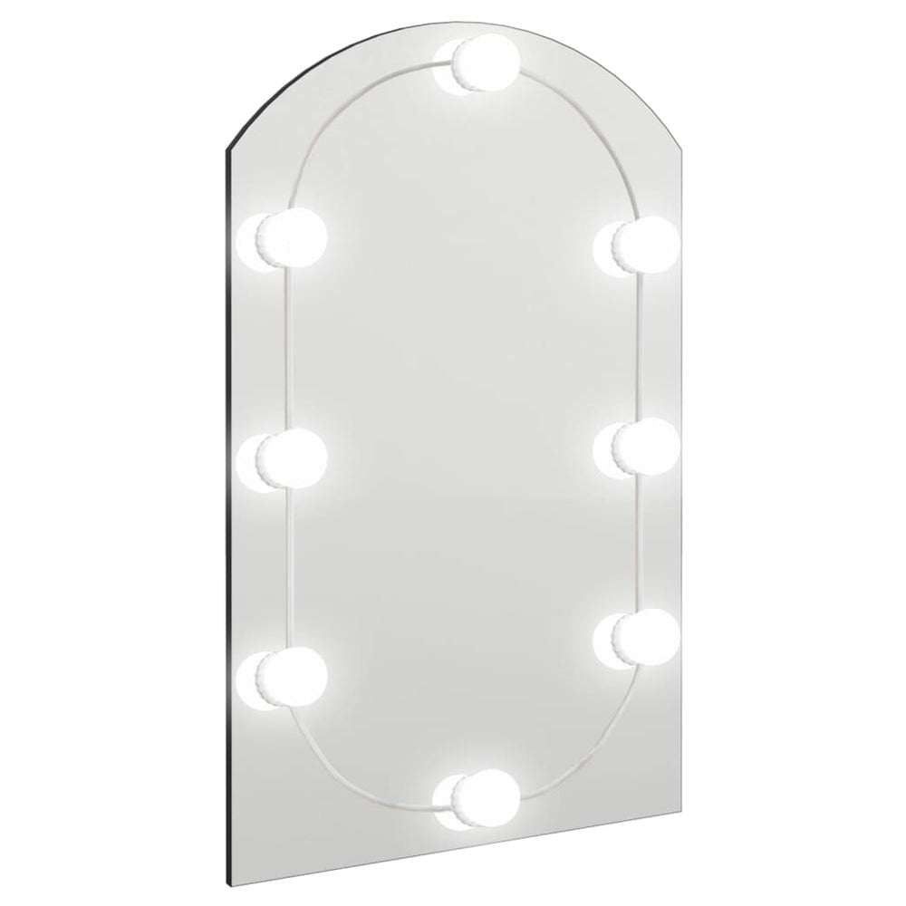 Spiegel mit LED-Leuchten 60x40 cm Glas Bogenförmig
