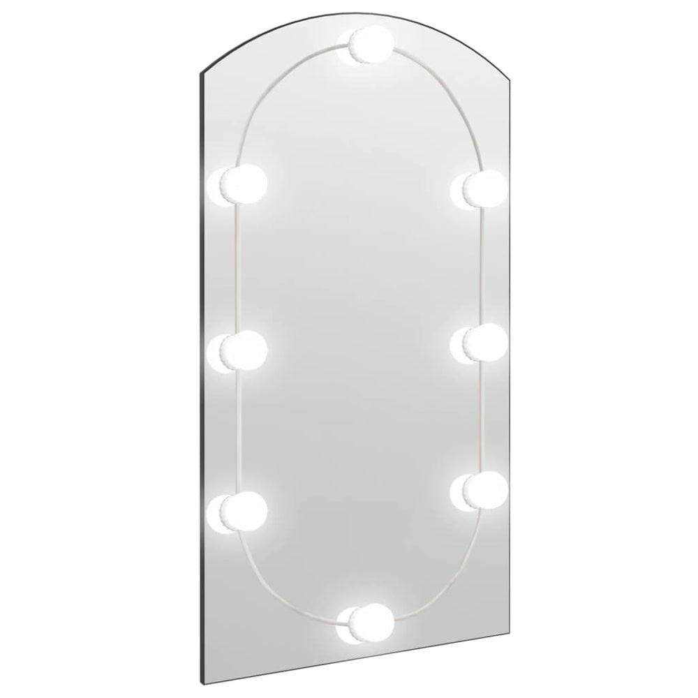 Spiegel mit LED-Leuchten 90x45 cm Glas Bogenförmig